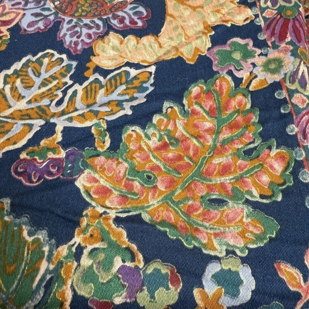 Floral Leaf Shower Curtain 100% Cotton Navy Blue Multicolor by Creative Bath